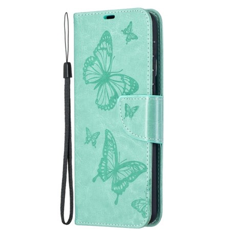 Чехол-книжка Butterflies Pattern на Samsung Galaxy S21 Plus - зеленый