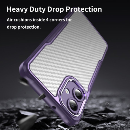 Ударозащитный чехол Carbon Fiber Texture Translucent на Samsung Galaxy A06 4G - фиолетовый