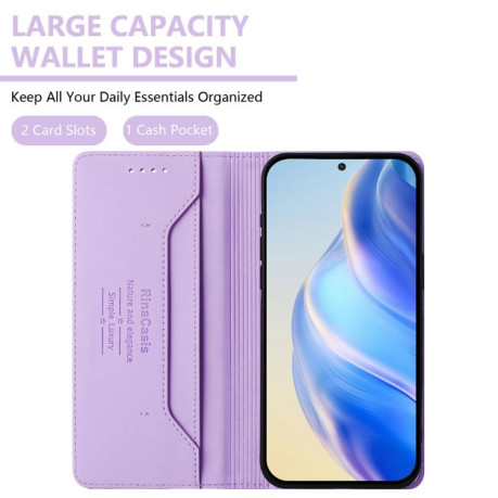 Чехол-книжка RC01 Dual-Folded Magnetic Suction RFID Leather на Motorola Edge 5G 2025 / Edge 60 Fusion - фиолетовый