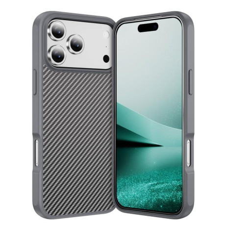 Ударозащитный чехол Carbon Fiber Texture Skin-feel Acrylic на iPhone 17 Pro - серый