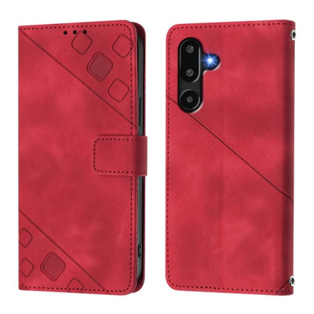 Чехол-книжка Skin-feel Embossed для на Samsung Galaxy M16 5G Global - красный