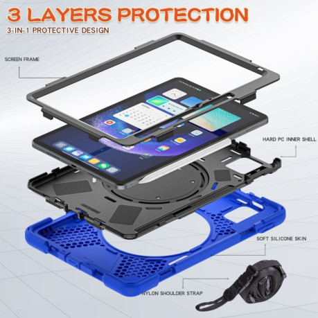Чехол Silicone Hybrid PC Tablet Case with Holder &amp; Shoulder Strap для Xiaomi Pad 6 / 6 Pro - синий
