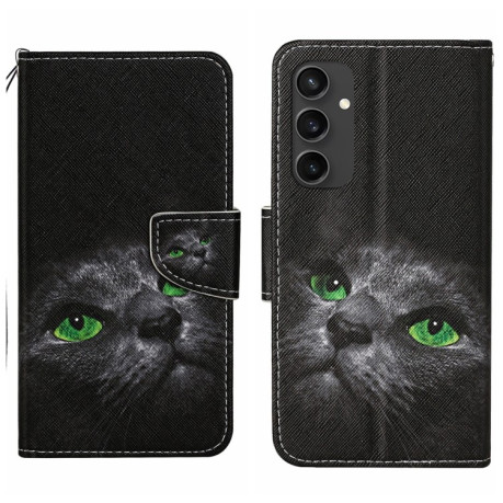 Чехол-книжка Colored Drawing Pattern для Samsung Galaxy S24 FE 5G - Cat