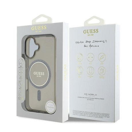 Оригінальний чохол Guess IML Glitter Circle MagSafe для iPhone 16 - black