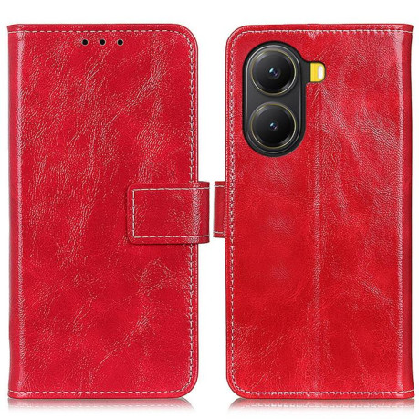 Чехол-книжка Magnetic Retro Crazy Horse Texture на Xiaomi Poco X7 Pro - красный