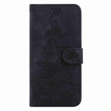 Чохол-книжка з тисненням Lily та магнітною застібкою на Xiaomi Redmi 15C 5G / 4G EU 173mm / Poco C85 5G - чорний