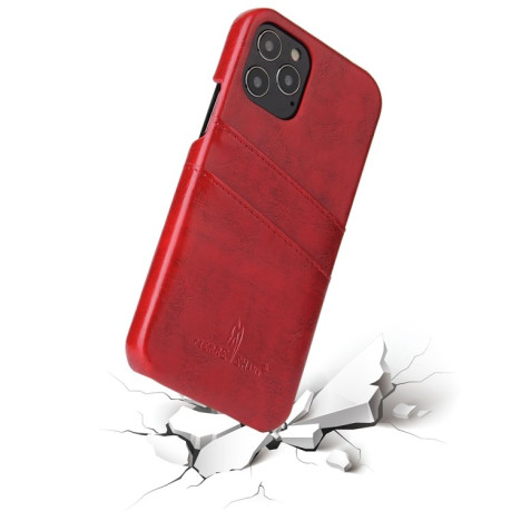 Кожаный чехол Fierre Shann Retro Oil Wax на iPhone 12/12 Pro - красный