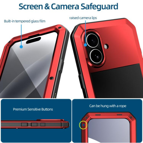 Противоударный чехол R-JUST Sliding для iPhone 17 - красный