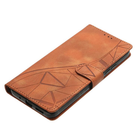Чехол-книжка Triangles Embossed Leather для Motorola Edge 60 - коричневый