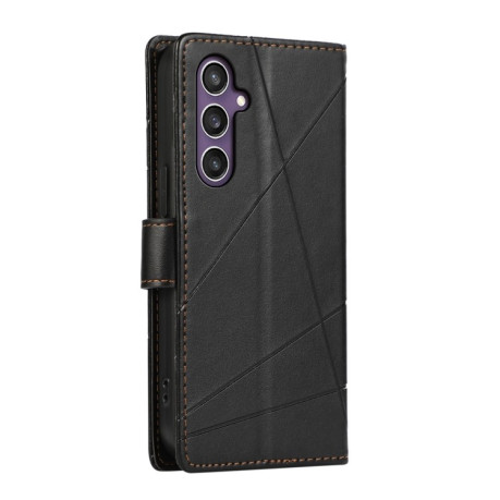 Чехол-книжка противоударная PU Genuine Leather Texture Embossed Line для Samsung Galaxy S24 - черный