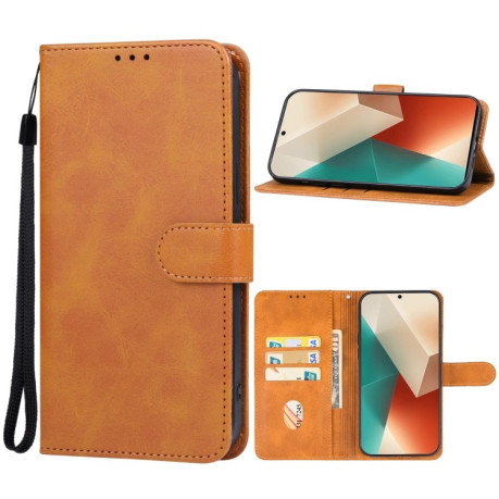 Чехол-книжка EsCase Leather для Xiaomi Redmi Note 13 5G - коричневый
