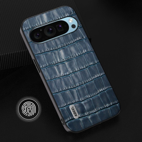 Противоударный чехол ABEEL Crocodile Texture Genuine Leather для Google Pixel 9 Pro - синий