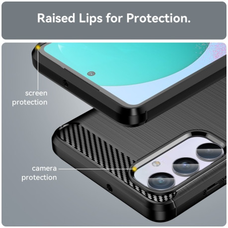 Противоударный чехол Brushed Texture Carbon Fiber на Samsung Galaxy M54 5G - черный