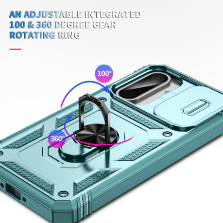 Противоударный чехол Sliding Camshield для Samsung Galaxy A56 5G - зеленый