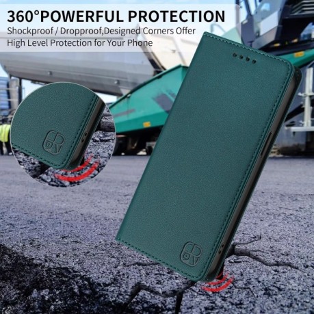 Чехол-книжка RC01 Dual-Folded Magnetic Suction RFID Leather на Infinix Hot 50i 5G / Smart 9 4G - зеленый