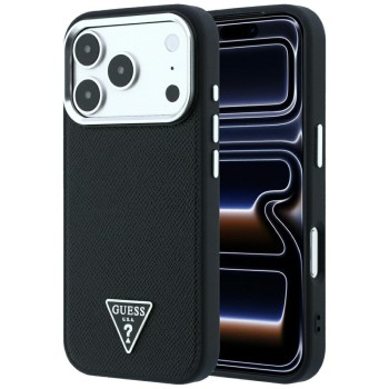 Оригинальный чехол Guess Grained Triangle Logo с MagSafe на iPhone 17 Pro / 18 Pro - Black