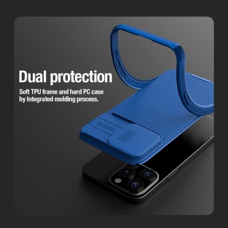 Ударозахисний чохол NILLKIN CamShield Pro на iPhone 15 Pro - синій