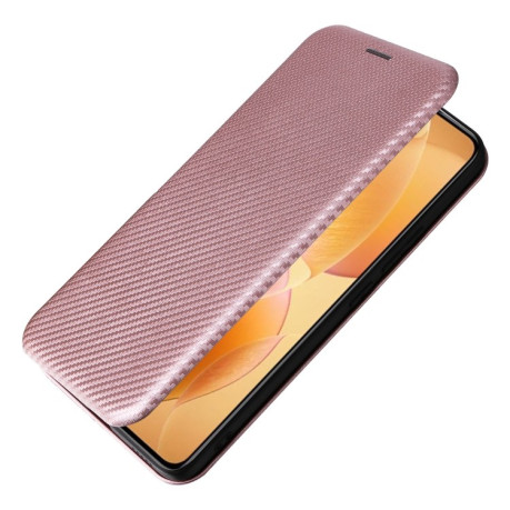 Чехол-книжка Carbon Fiber Texture на Xiaomi 14T Pro - розовый