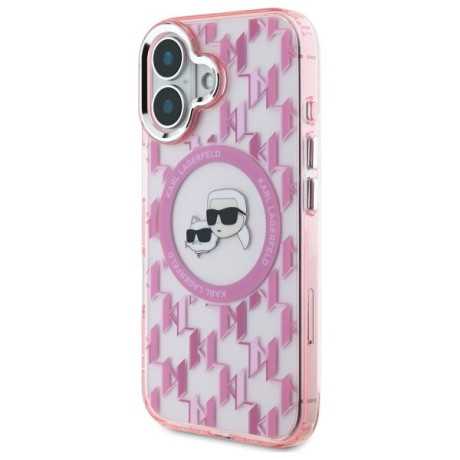 Оригінальний чохол Karl Lagerfeld IML Monogram Karl &amp; Choupette Head MagSafe для iPhone 16 - Pink