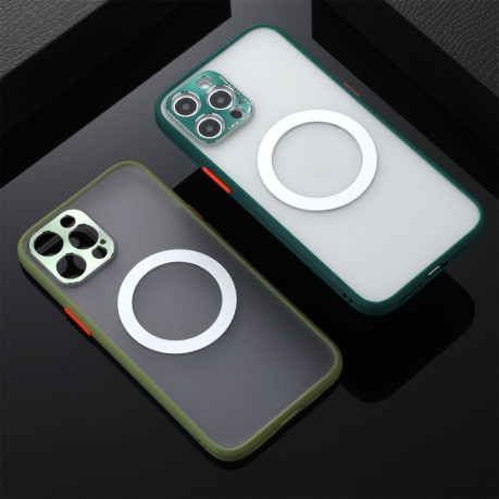 Противоударный чехол Skin Feel Magsafe Series на iPhone 12 Pro - темно-зеленый