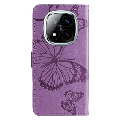 Чехол-книжка Embossed Butterfly для Xiaomi Redmi Note 14 Pro / 14 Pro+ 5G - фиолетовый