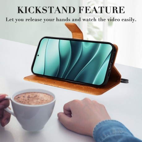 Чохол-книжка Embossed Butterfly для Xiaomi Redmi Note 14 5G/Poco M7 Pro 5G - жовтий