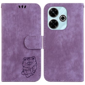 Чехол-книжка Little Tiger Embossed Leather на Xiaomi Poco M6 4G - фиолетовый