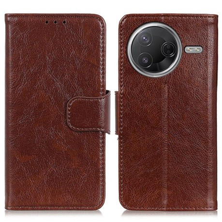 Чехол-книжка Mirren Crazy Horse для Xiaomi Poco F7 Pro / F7 Ultra Global - коричневый
