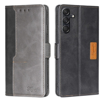 Чохол-книжка з магнітною застібкою та контрастним оздобленням на Samsung Galaxy M55 5G - Black + Grey