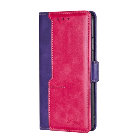 Чехол-книжка Contrast Color для Samsung Galaxy M14 5G - фиолетово-розовый