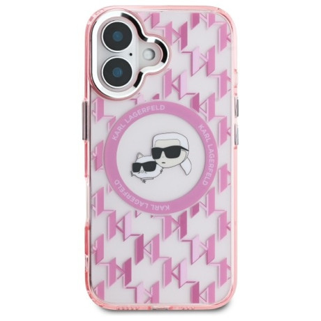 Оригінальний чохол Karl Lagerfeld IML Monogram Karl &amp; Choupette Head MagSafe для iPhone 16 - Pink