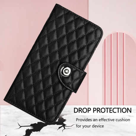 Чохол-книжка Rhombic Texture Flip Leather для iPhone 16e - чорний