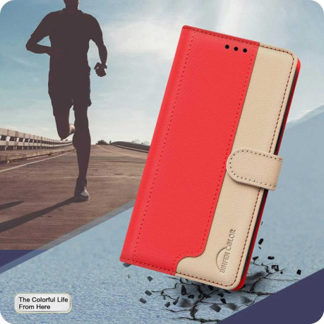 Чехол-книжка Color Matching RFID Anti-theft Leather для на Samsung Galaxy M16 5G / F16 5G - красный