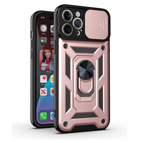 Противоударный чехол Design Sliding Camera для iPhone 11 - розовое золото