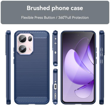 Протиударний чохол Brushed Texture Carbon Fiber на OPPO Reno13 Pro Global - синій