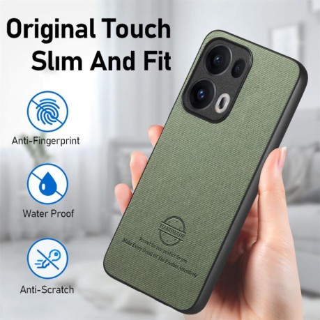 Чохол Twill Fabric Leather Skin Back для OPPO Reno13 Global - зелений