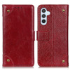 Чехол-книжка Copper Buckle Nappa для Samsung Galaxy A05s 4G - винно-красный