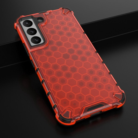 Противоударный чехол Honeycomb with Neck Lanyard для Samsung Galaxy S22 5G - красный