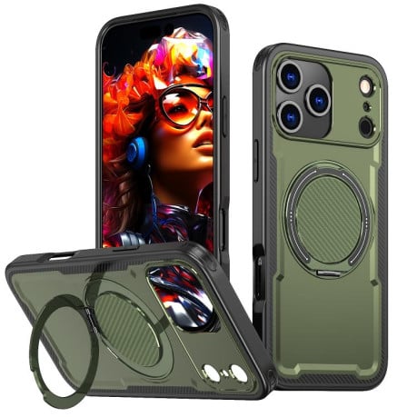 Противоударный чехол kalebol с подставкой 360 с MagSafe на iPhone 17 Pro Max - зеленый
