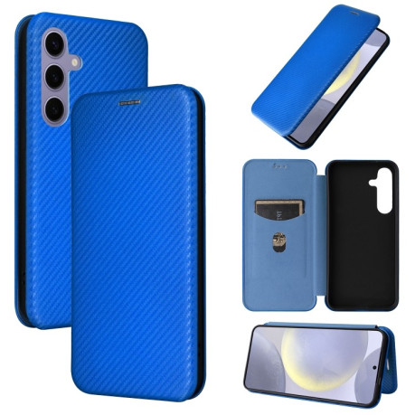 Чохол-книжка Carbon Fiber Texture на Samsung Galaxy S25+ 5G - синій
