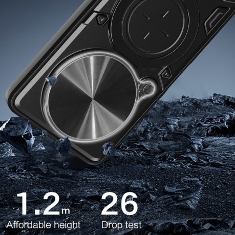 Протиударний чохол CD Texture Sliding Camshield Magnetic Holder на Xiaomi Redmi Note 14 Pro+ 5G - рожеве золото