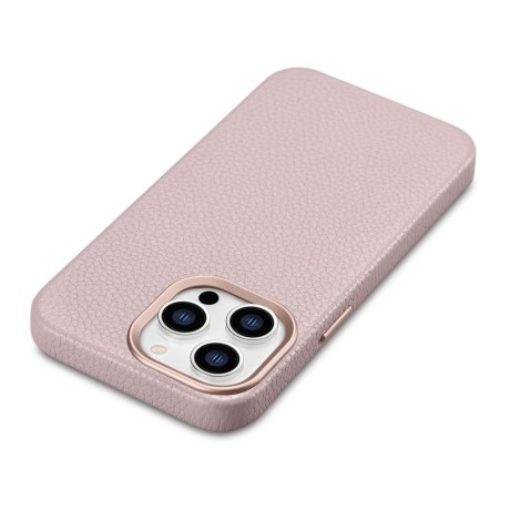 Шкіряний чохол iCarer Litchi Premium для iPhone 14 Pro - рожевий