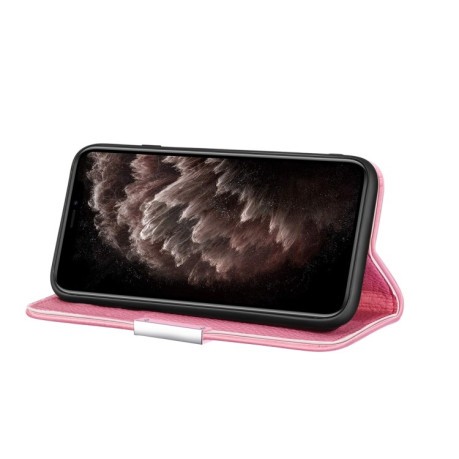Чехол-книжка Litchi Texture Solid Color на iPhone 13 Pro Max - розовый