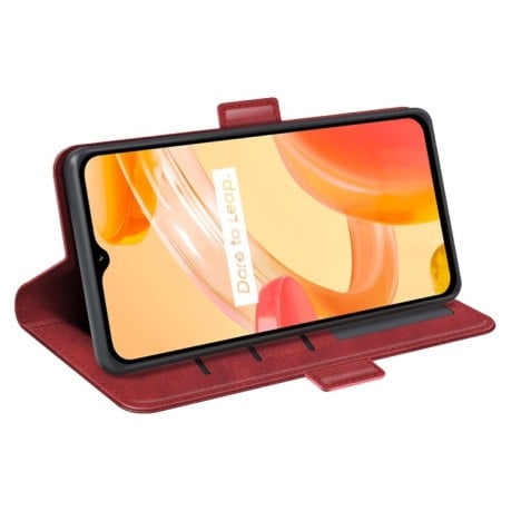 Чехол-книжка Dual-side Magnetic Buckle для Realme C30 4G - красный