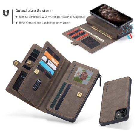 Кожаный чехол-кошелек CaseMe 018 на iPhone 11 - коричневый