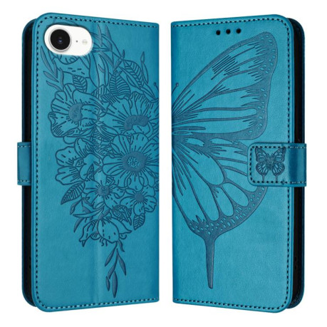 Чохол-книжка Embossed Butterfly для iPhone 16e - синій