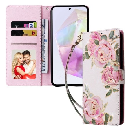 Чехол-книжка Bronzing Painting RFID для Samsung Galaxy A26 5G - Flower