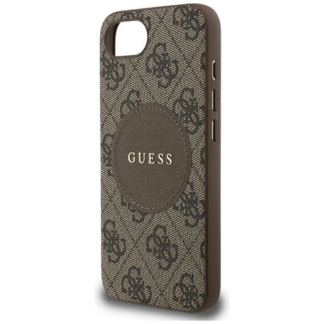 Оригинальный чехол Guess 4G Circle Classic MagSafe для iPhone 16e - Brown