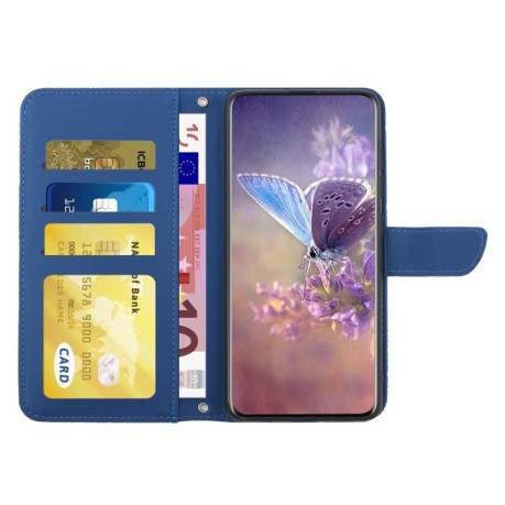 Чехол-книжка Butterfly Peony Embossed для OnePlus 12 5G - синий