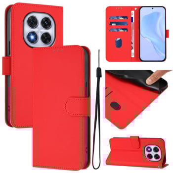 Чохол-книжка з м'яким покриттям (Skin Feel) зі шнурком на Xiaomi Redmi Note 14 Pro 5G/Poco X7 - червоний